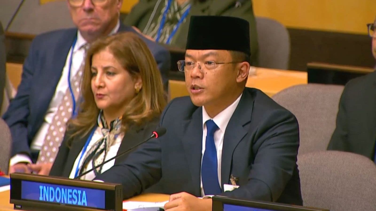 Menteri Luar Negeri (Menlu) Sugiono dalam forum tingkat menteri untuk mendukung UNRWA. (Foto: UN TV)