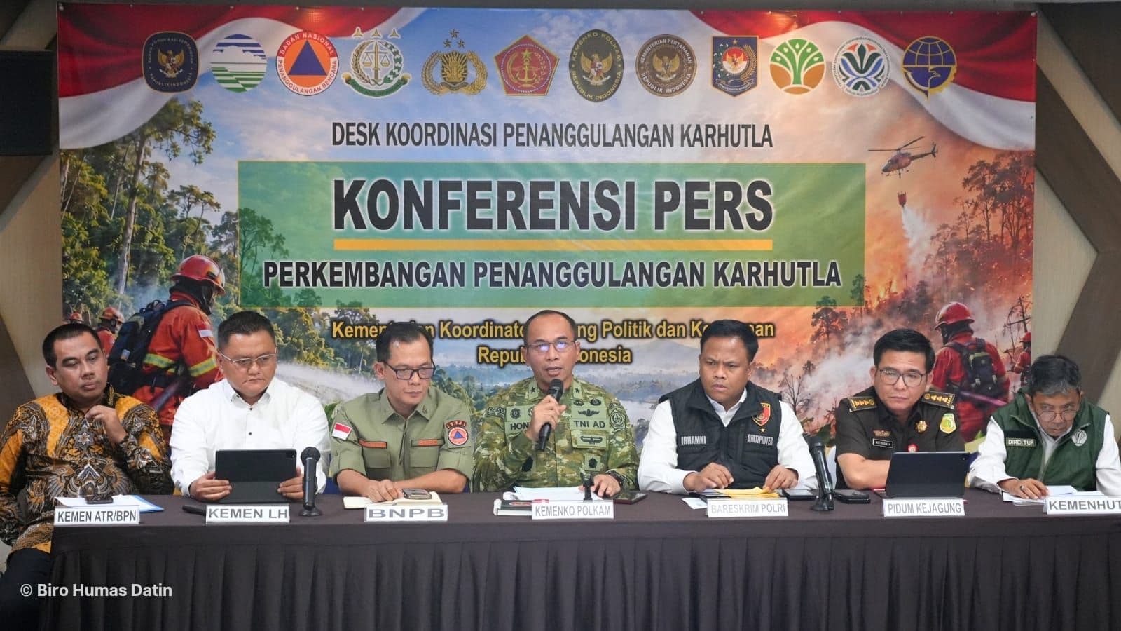 Konferensi pers Desk Koordinasi Penanggulangan Karhutla di Jakarta, Selasa 29 September 2026. (Foto: Biro Humas Datin)